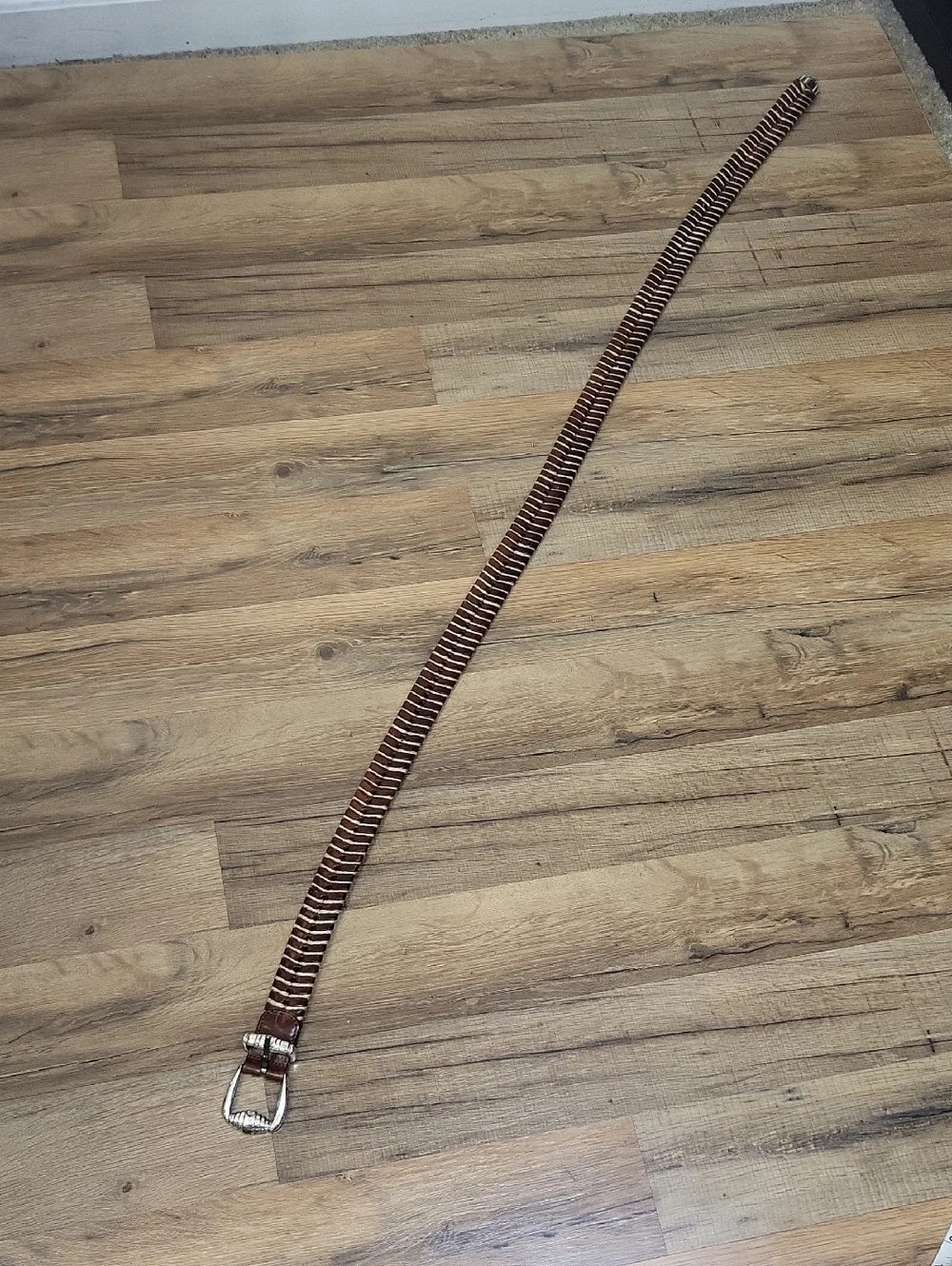 TOMMY BAHAMA 90S Brown Leather and Twine Braided Belt TB 4739 Made In Spain